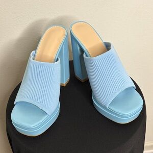 NEW BOUTIQUE Chic Light Blue Women's Platform Mules